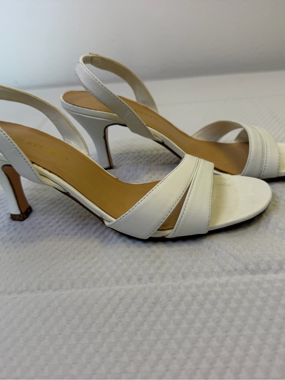 Colin Stuart White Slingback Heeled Sandals